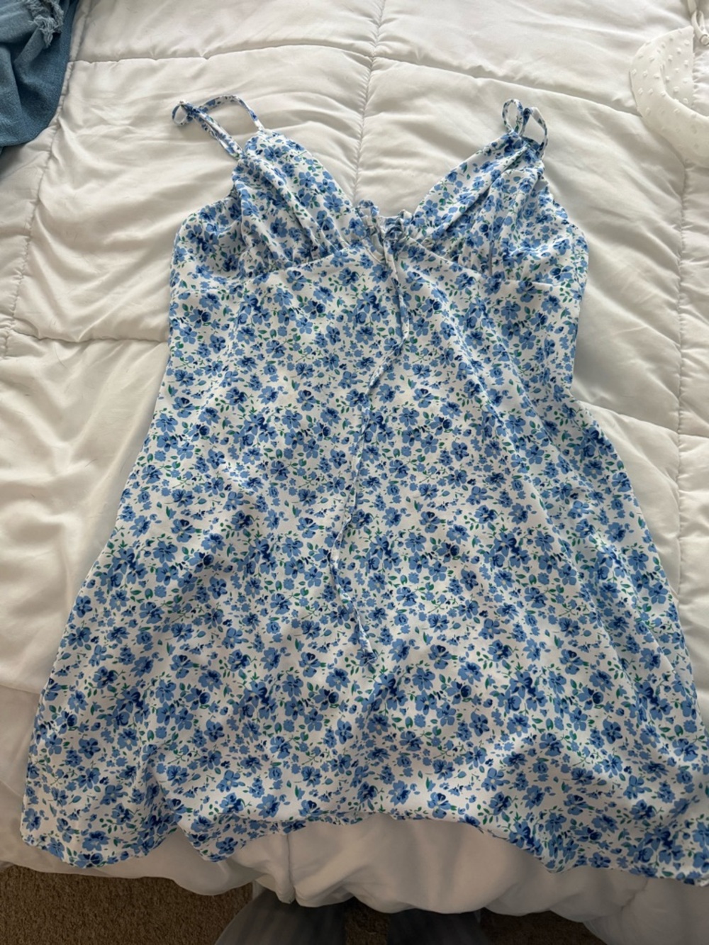Blue Floral Spaghetti Strap Slip Dress